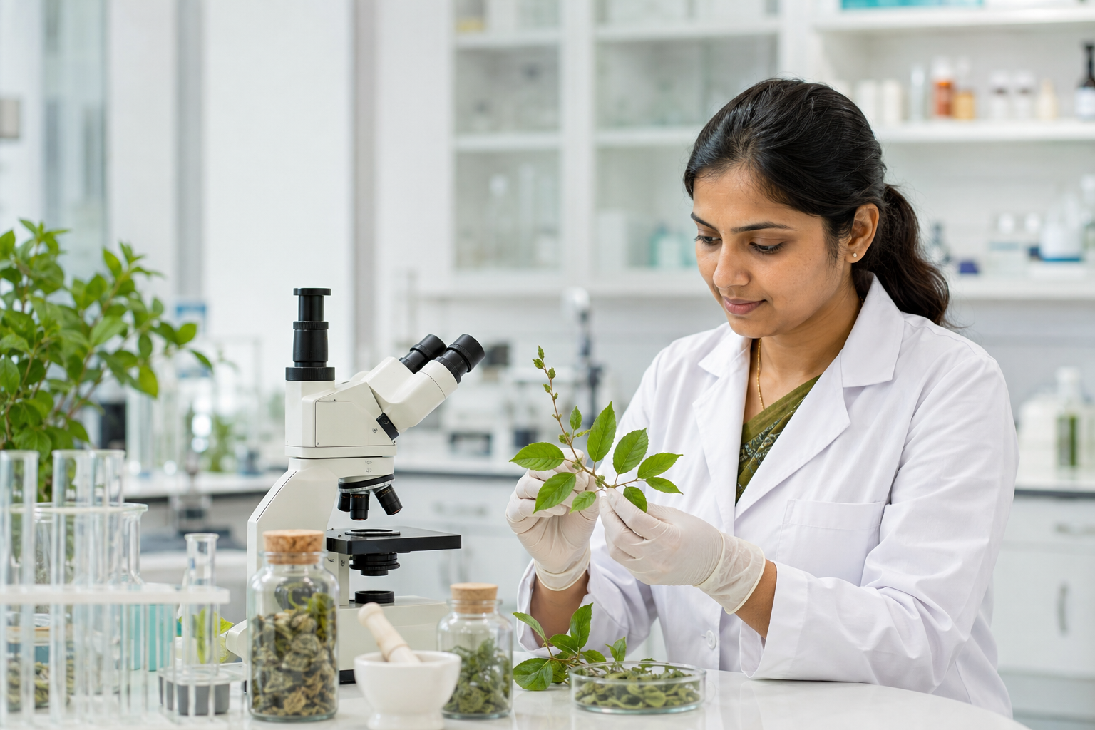 Botanical researcher in the laboratory